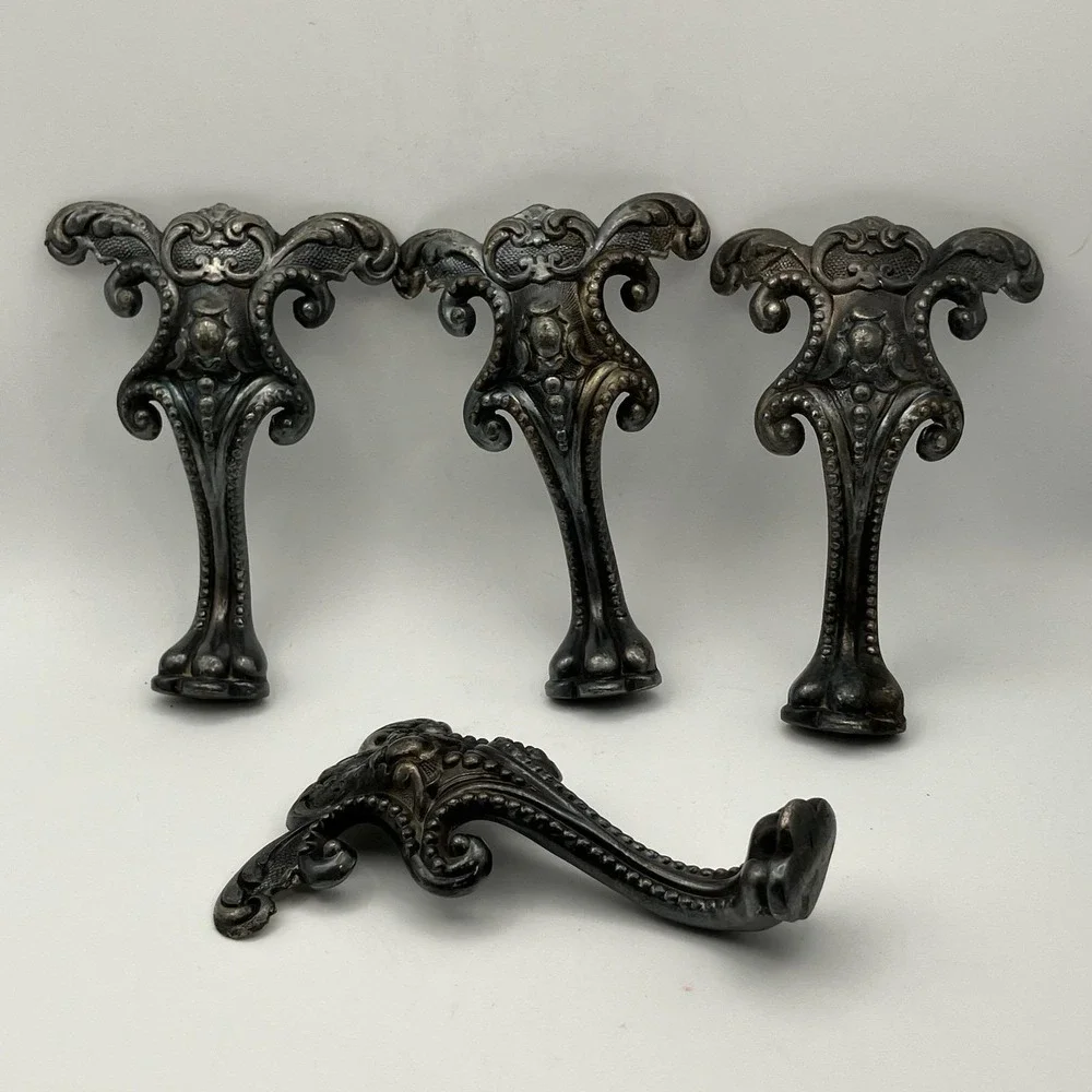 Set of 4 Vintage Winged Clawfoot Legs Cast Metal Replacement Hardware Salvage